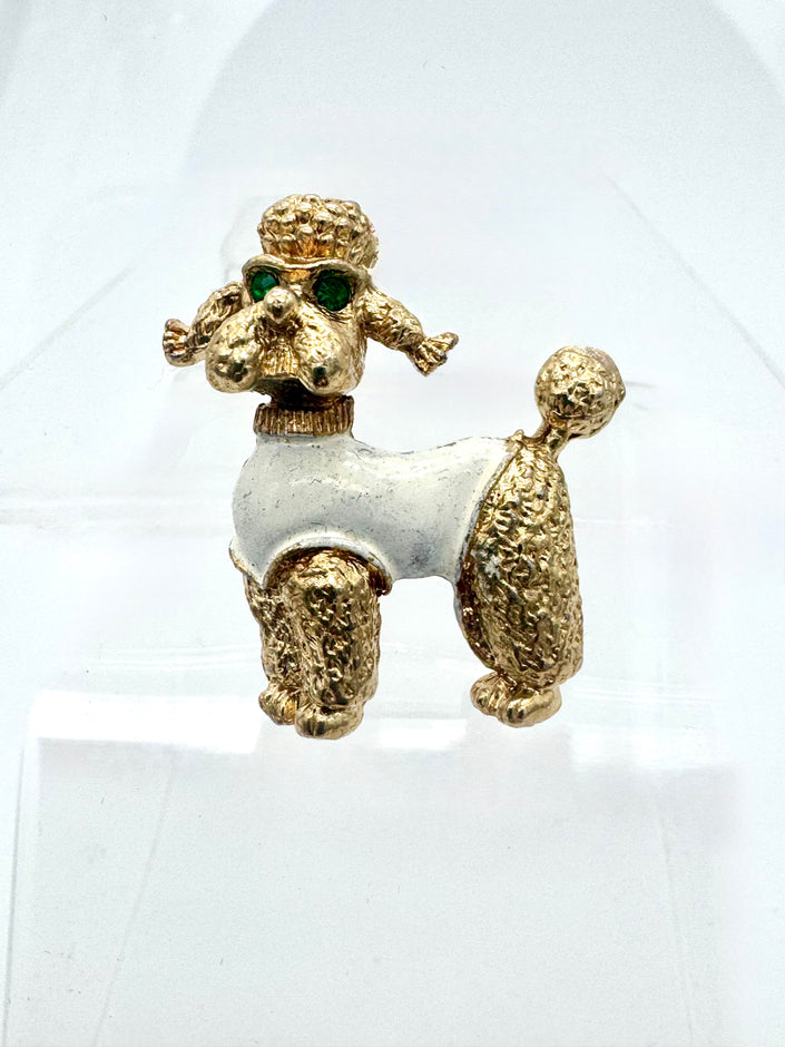Vintage Gold Tone Poodle Brooch