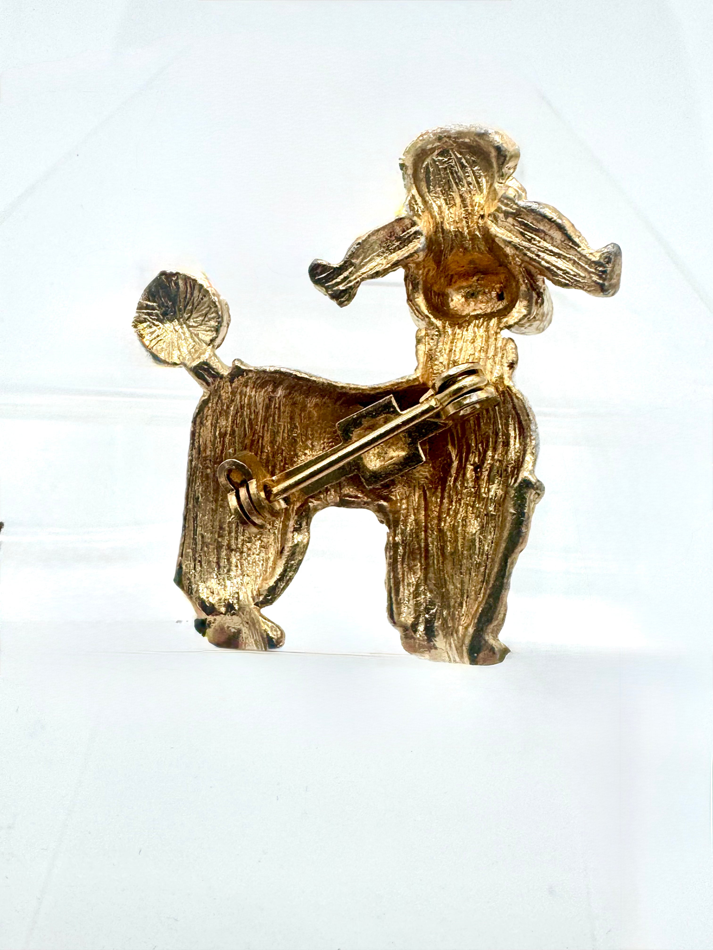 Vintage Gold Tone Poodle Brooch