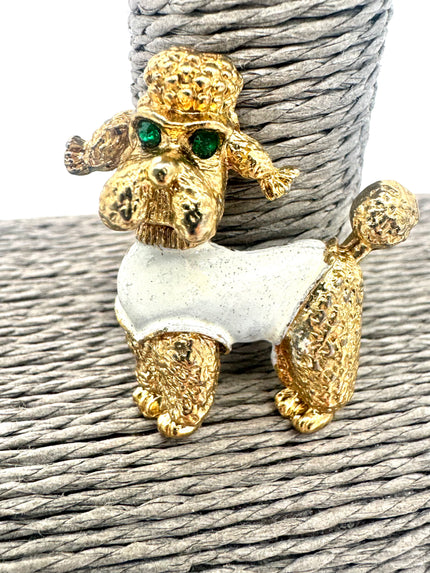 Vintage Gold Tone Poodle Brooch
