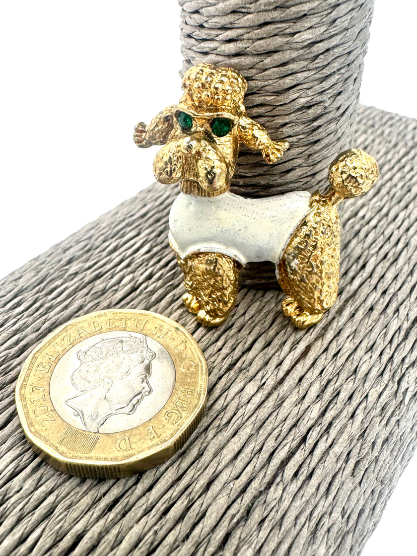 Vintage Gold Tone Poodle Brooch