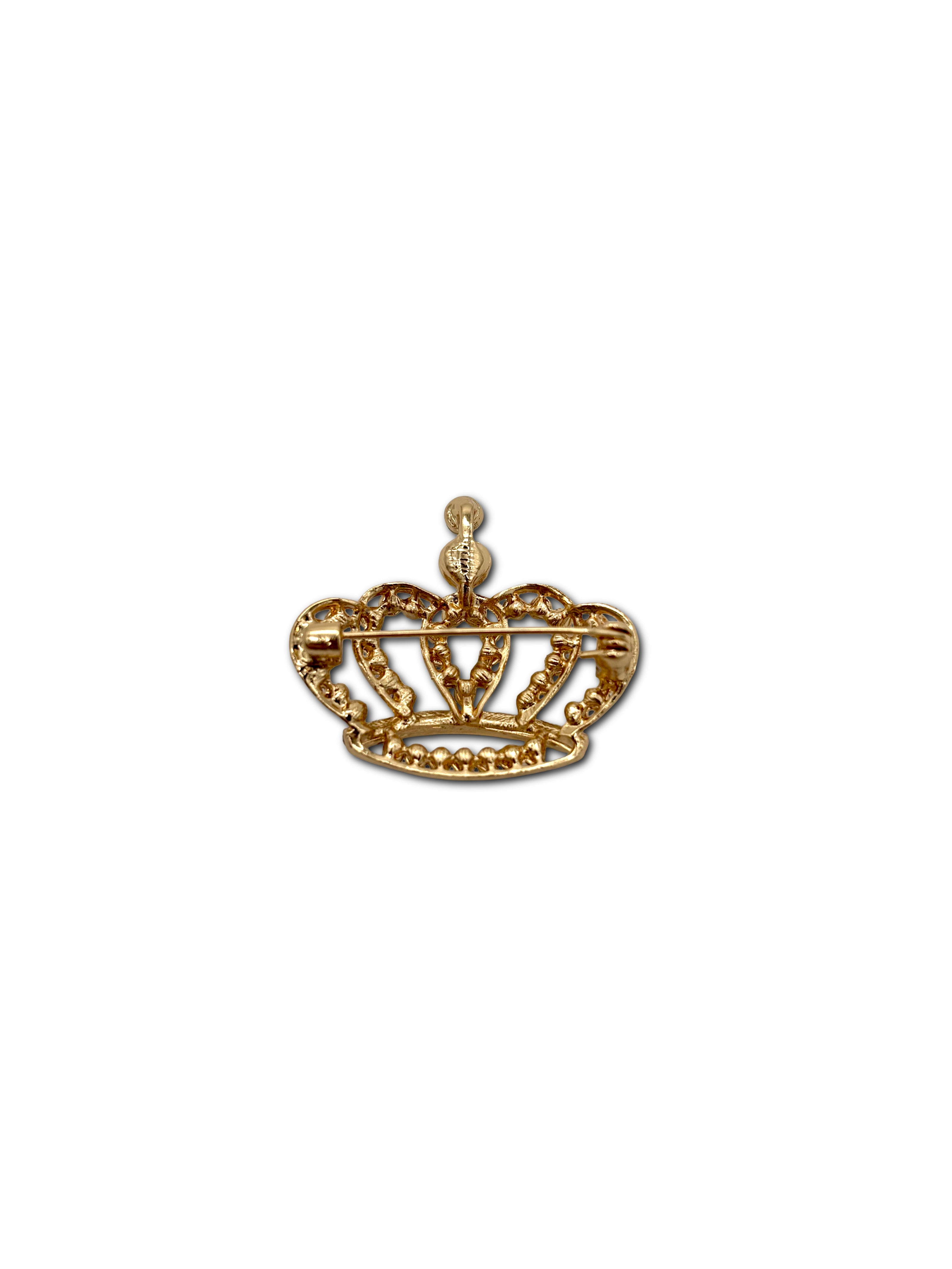Gold-Toned Crown Brooch