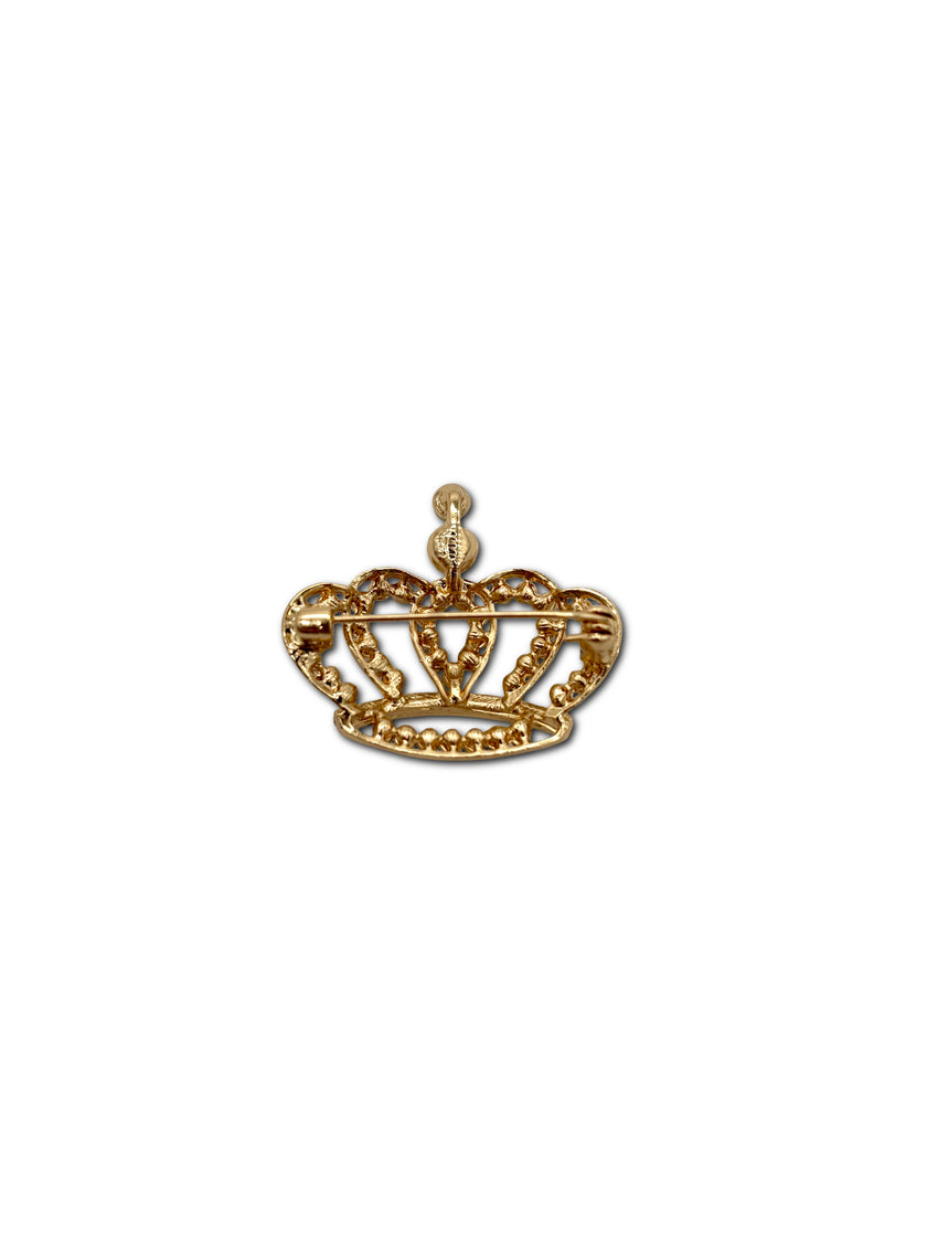 Gold-Toned Crown Brooch
