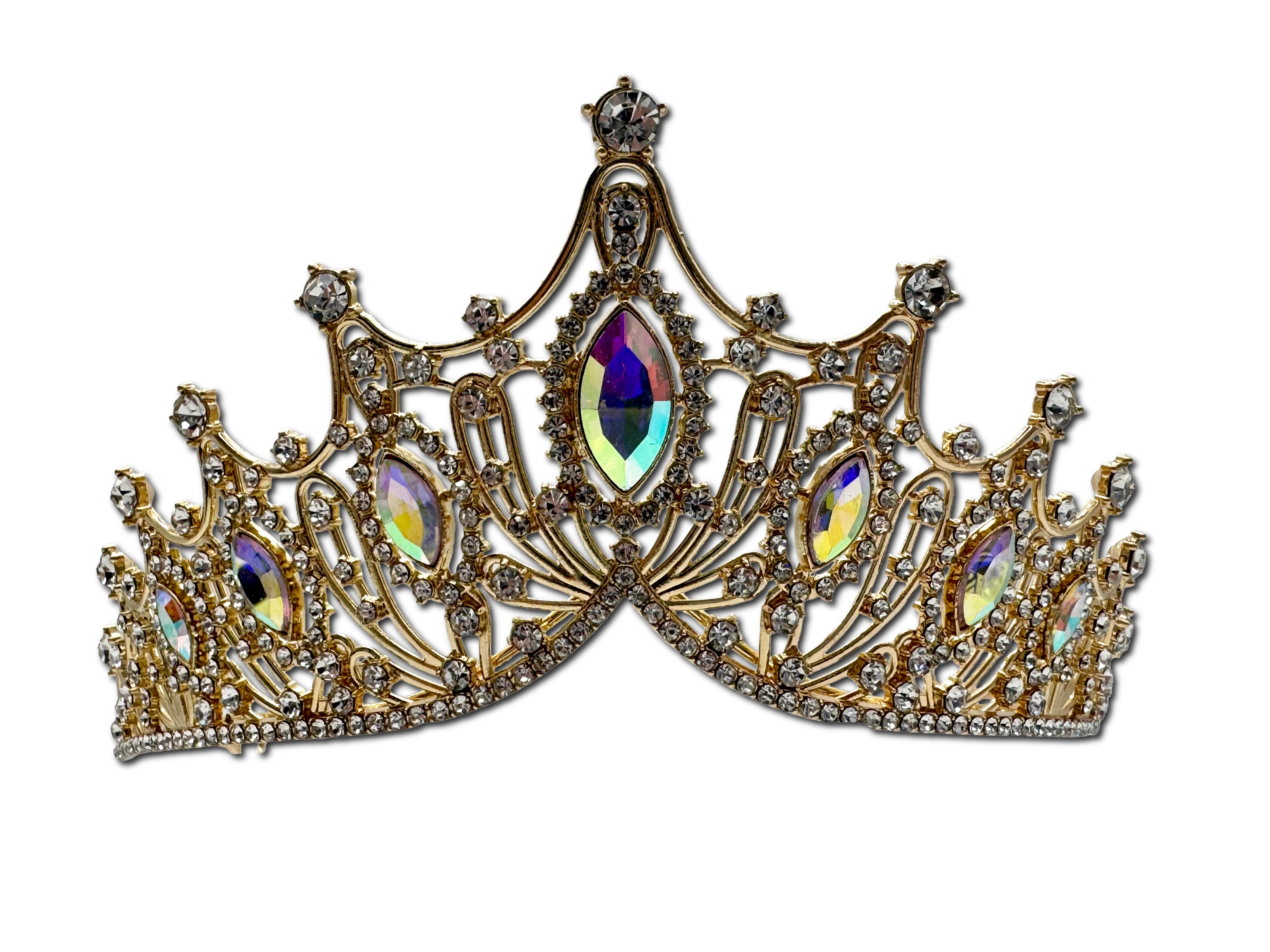 Regal Gold Coloured and Clear Stone Tiara