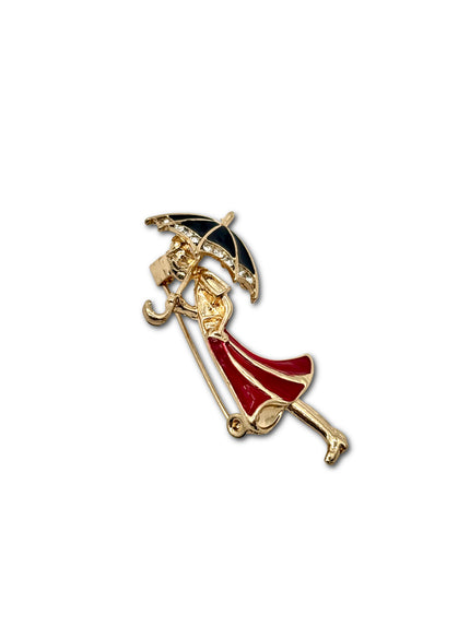 Lady with an umbrella Brooch