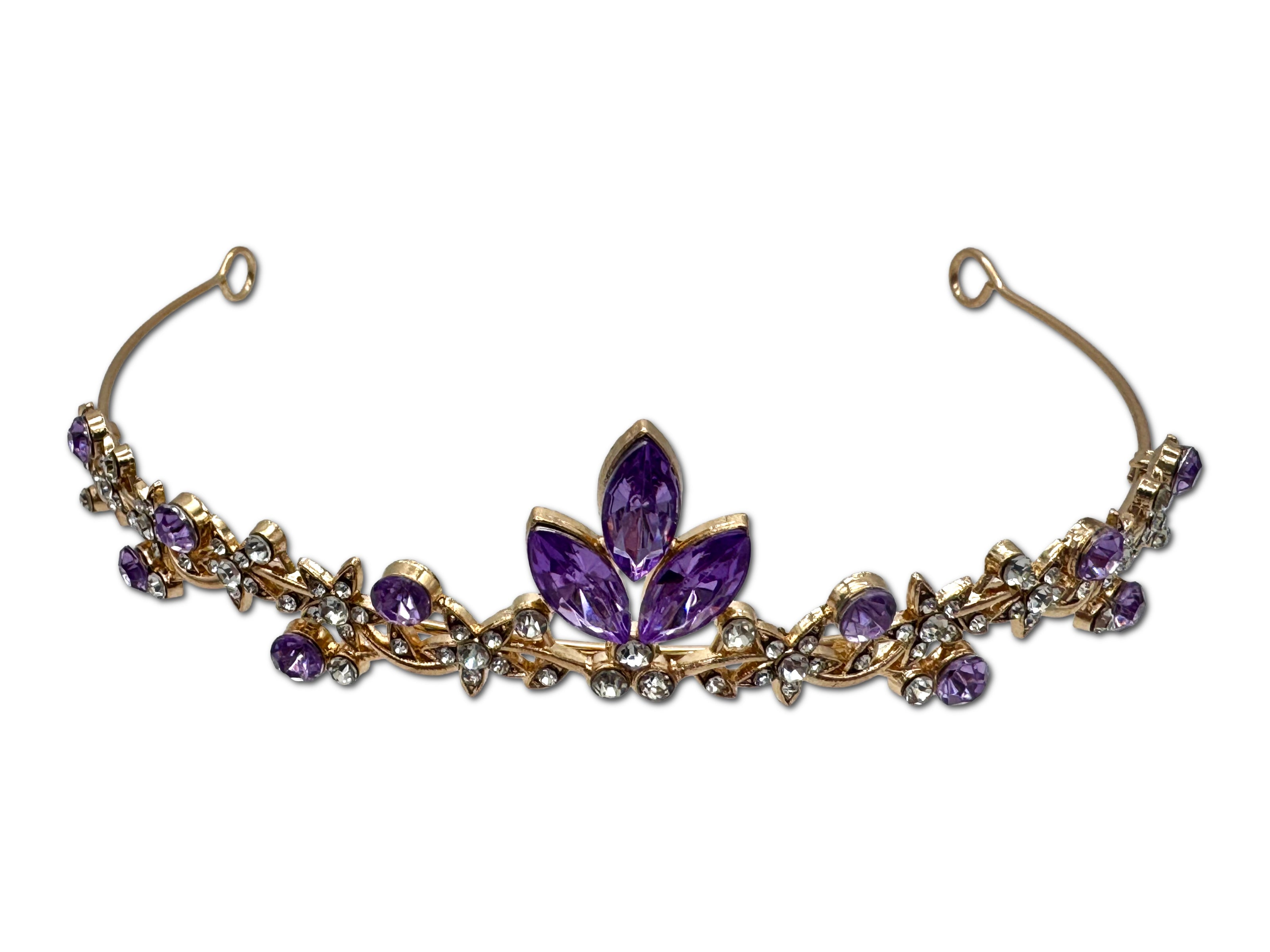 Dainty little Amethyst and Gold Coloured Tiara