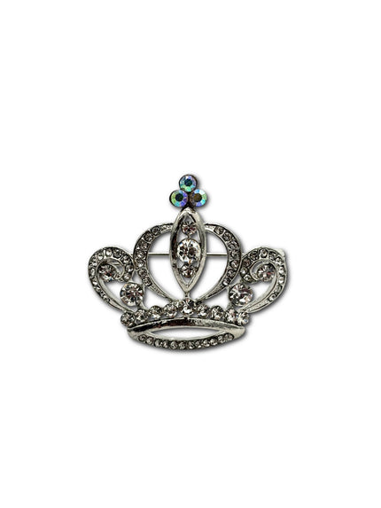 Silver-Toned Crown Brooch