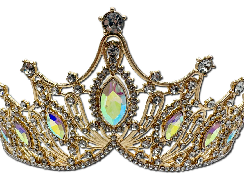 Regal Gold Coloured and Clear Stone Tiara