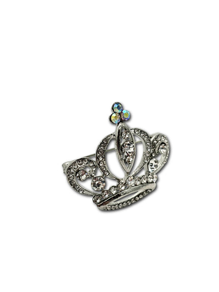 Silver-Toned Crown Brooch