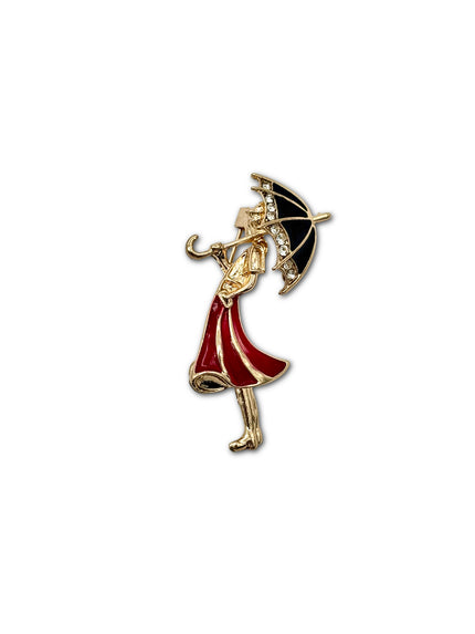 Lady with an umbrella Brooch