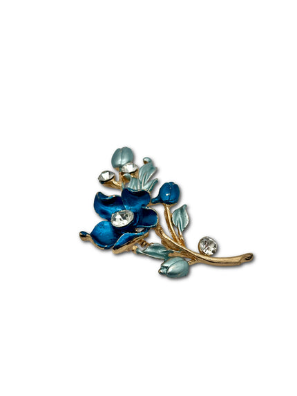 Blue and Gold Floral brooch