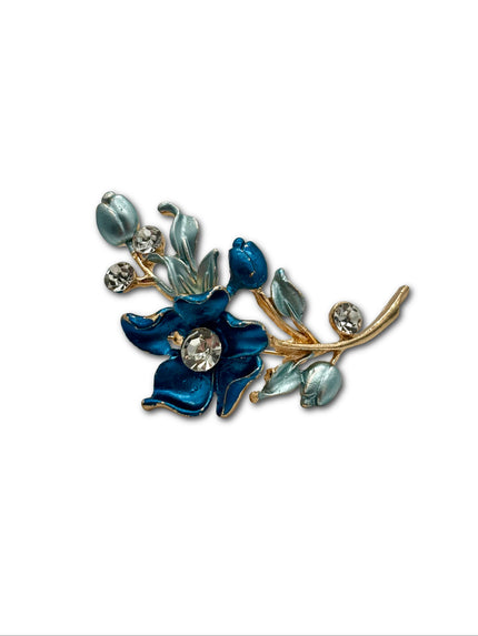 Blue and Gold Floral brooch