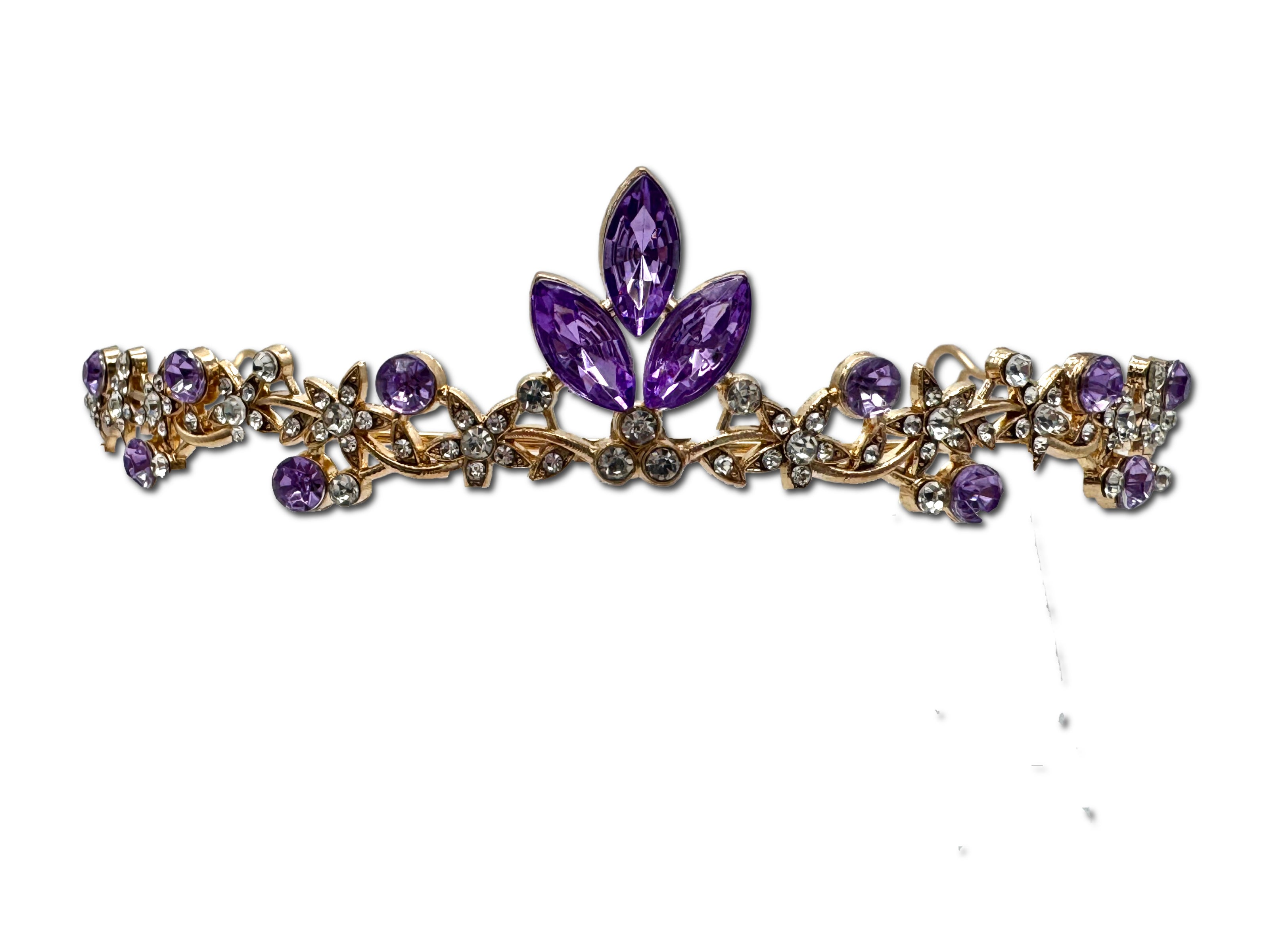 Dainty little Amethyst and Gold Coloured Tiara
