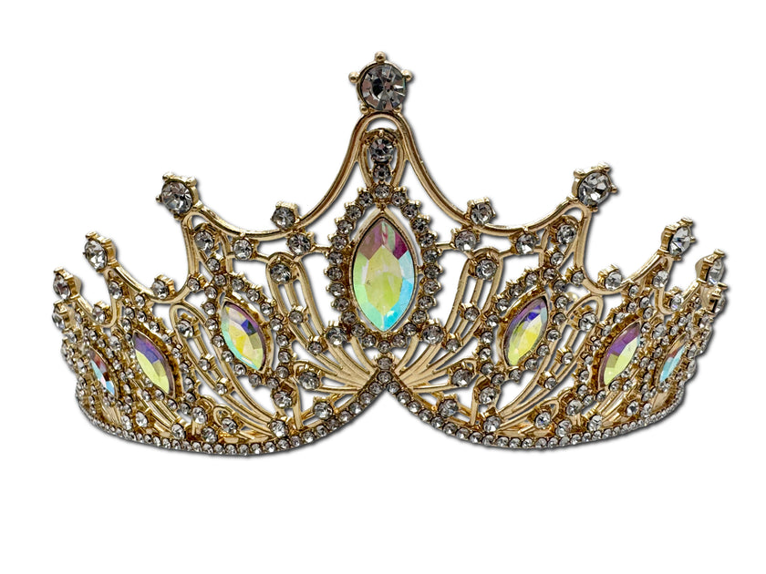 Regal Gold Coloured and Clear Stone Tiara