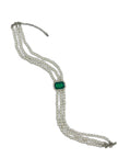 Faux Pearl, 3 Strand Choker Necklace with Green Halo setting