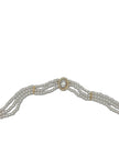 Faux Pearl, 3 Strand Choker Necklace with Halo setting