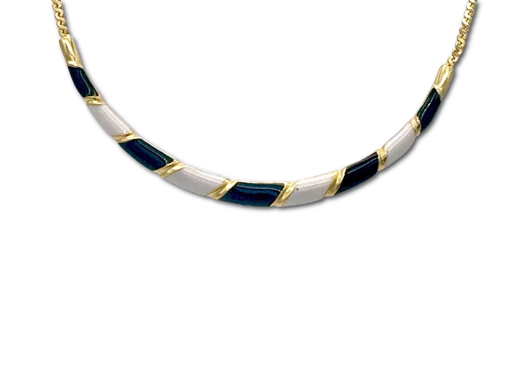 Vintage 80's Gold Black and White Necklace