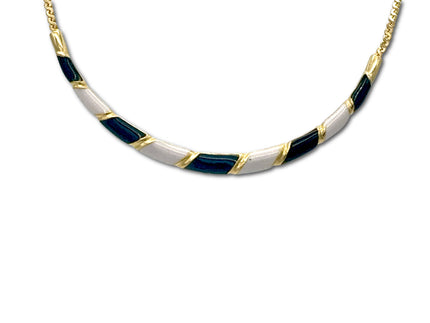 Vintage 80's Gold Black and White Necklace