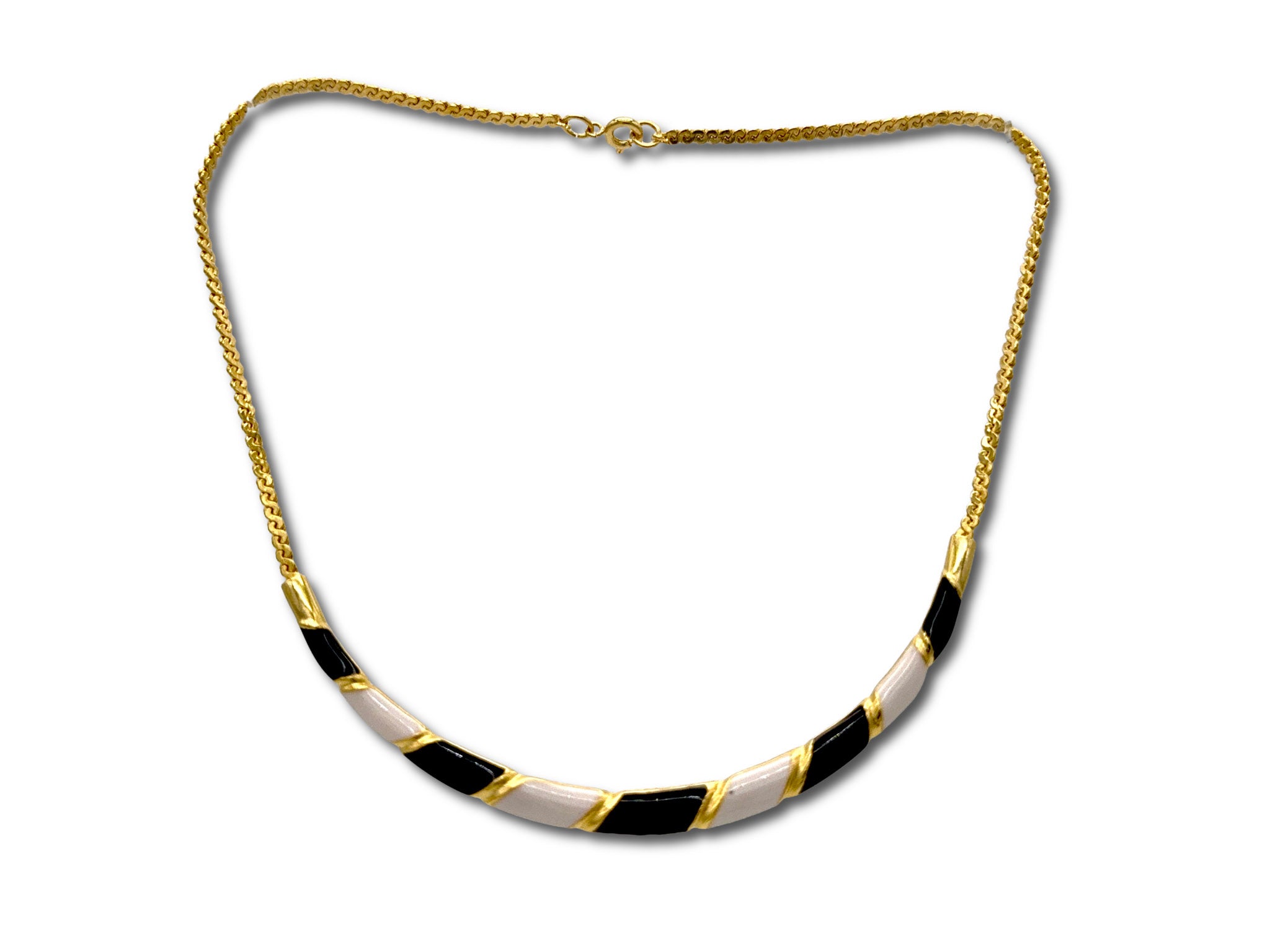 Vintage 80's Gold Black and White Necklace