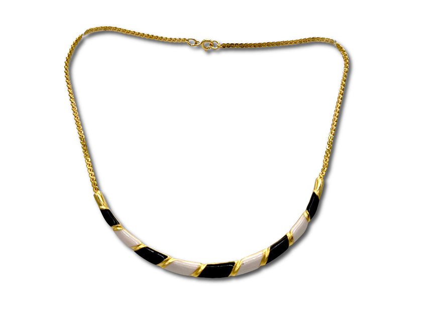 Vintage 80's Gold Black and White Necklace