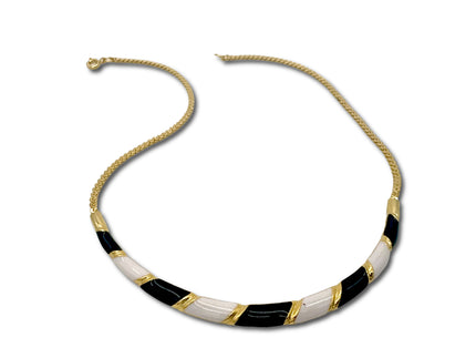 Vintage 80's Gold Black and White Necklace