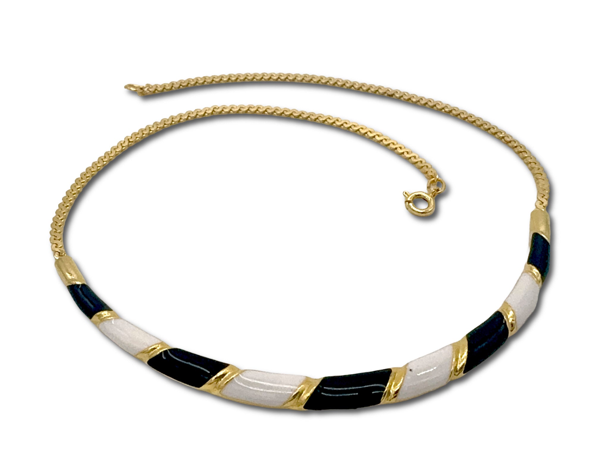 Vintage 80's Gold Black and White Necklace