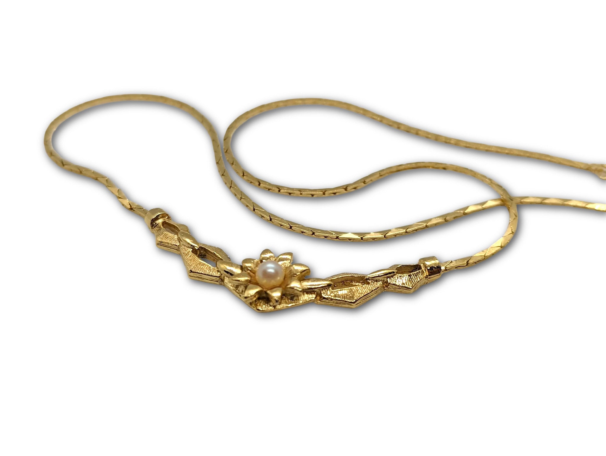 Faux Pearl Geometric Necklace