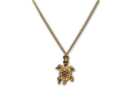 Turtle Pendant Necklace - vintage -1980s