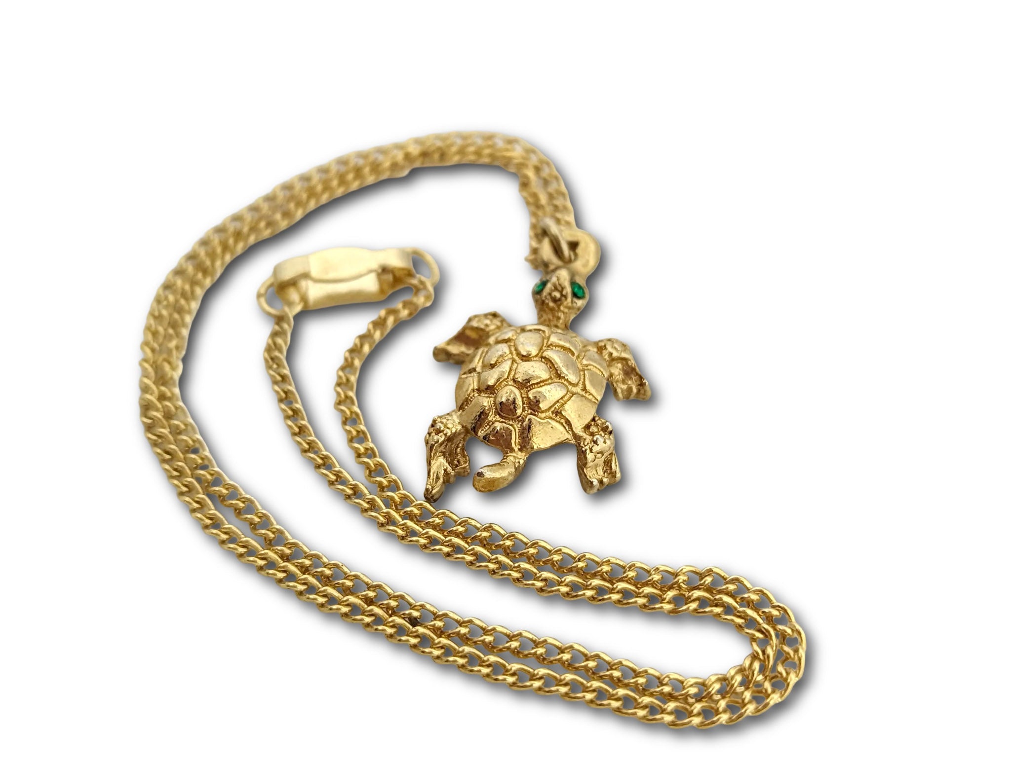 Turtle Pendant Necklace - vintage -1980s