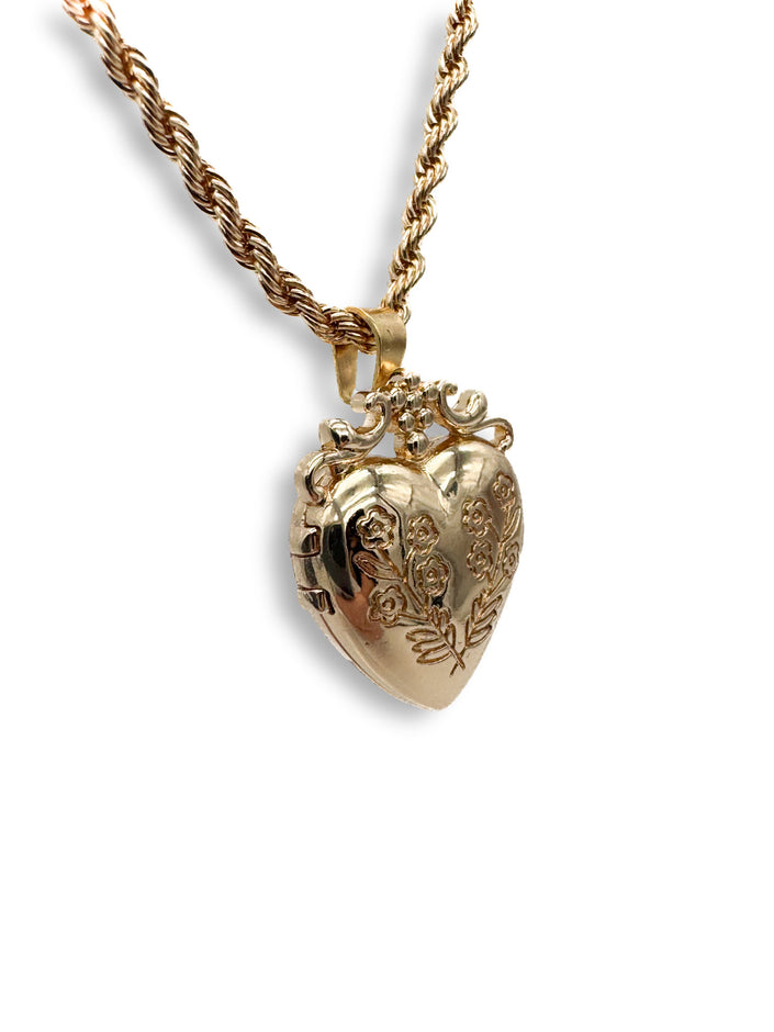 Heart Locket with Rope chain, Gold plated