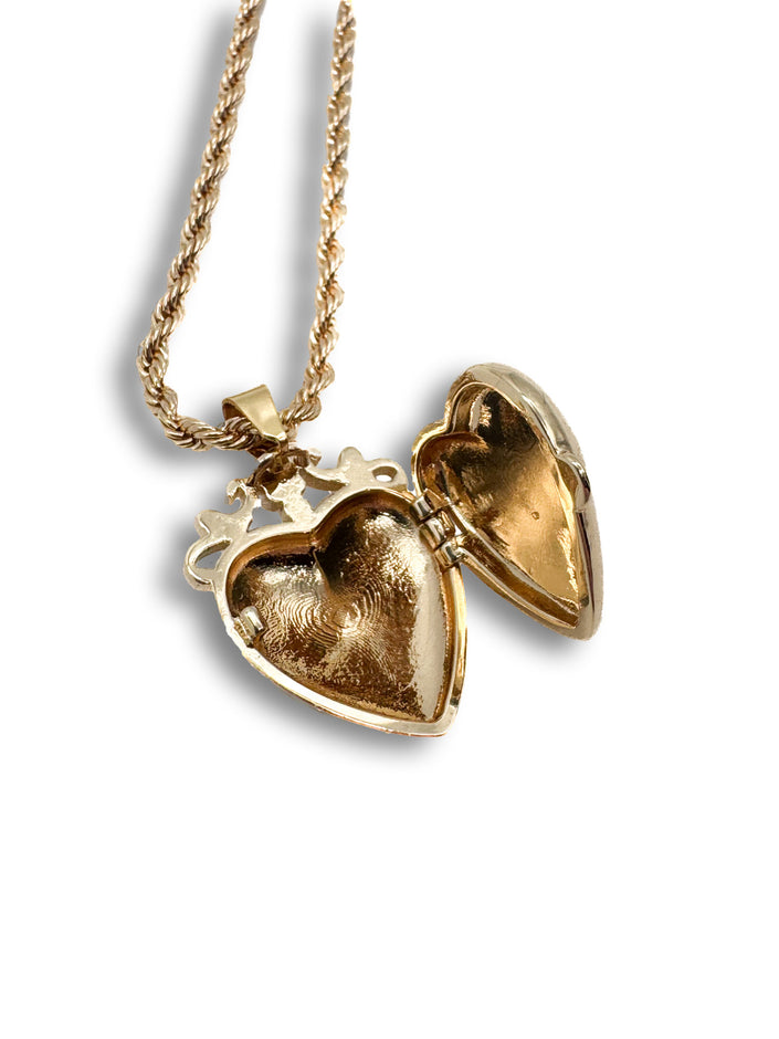Heart Locket with Rope chain, Gold plated