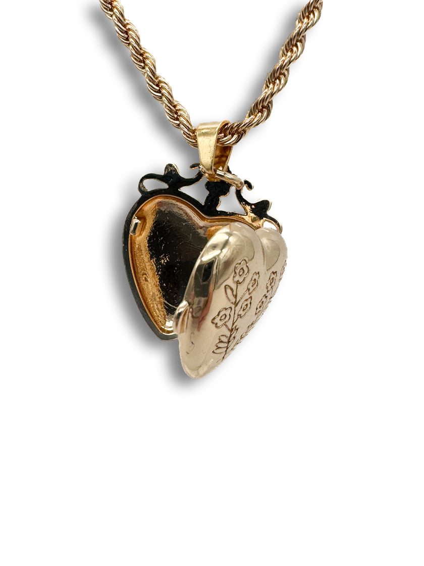 Heart Locket with Rope chain, Gold plated