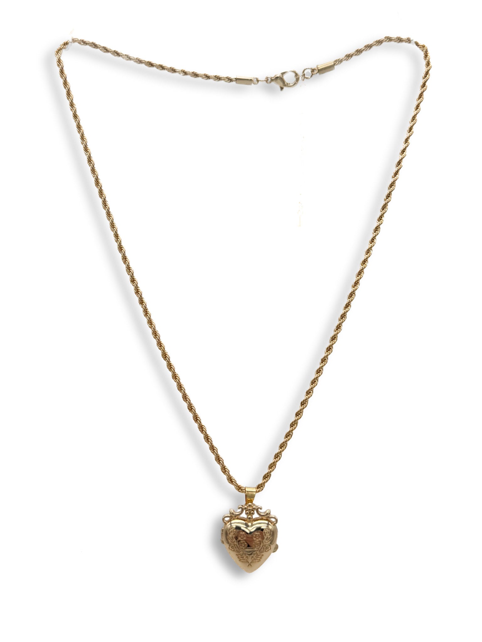 Heart Locket with Rope chain, Gold plated