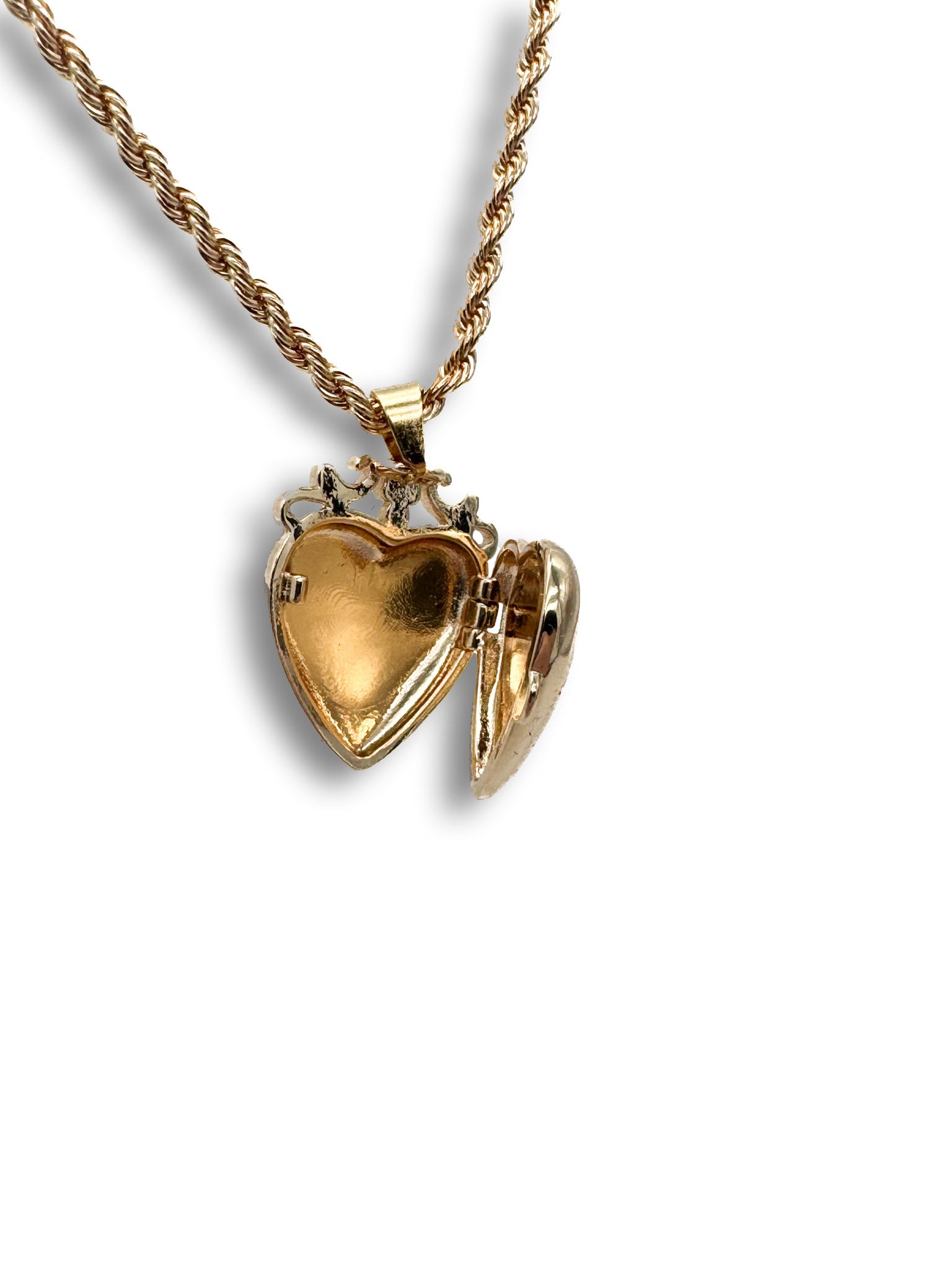 Heart Locket with Rope chain, Gold plated