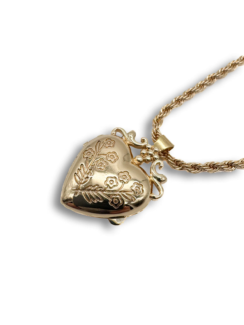 Heart Locket with Rope chain, Gold plated