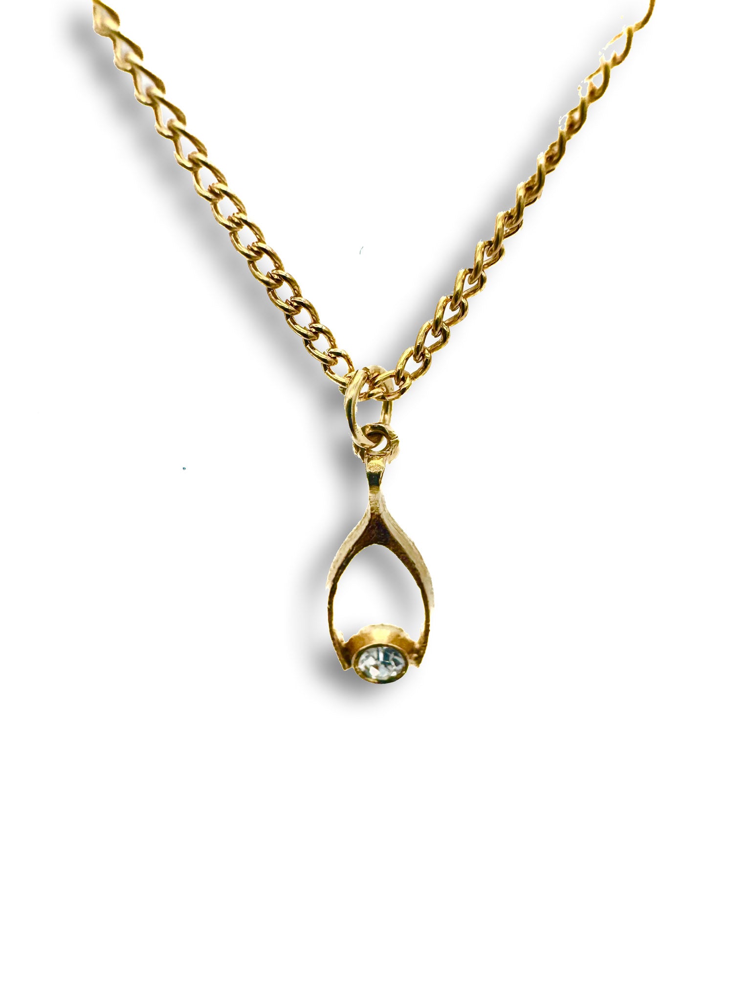 Vintage Wishbone Pendant Necklace