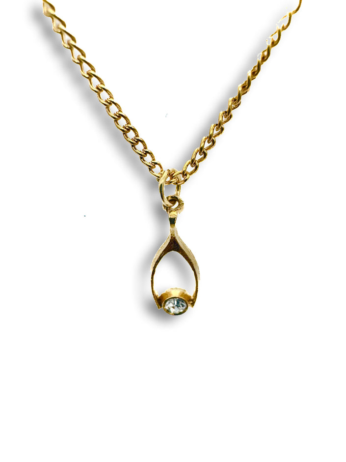 Vintage Wishbone Pendant Necklace