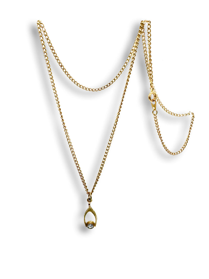 Vintage Wishbone Pendant Necklace