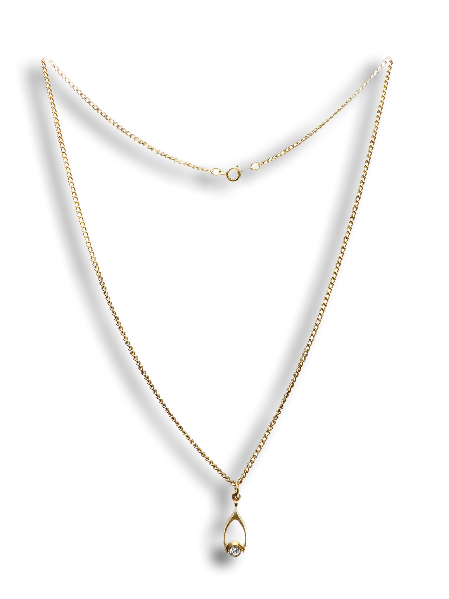 Vintage Wishbone Pendant Necklace