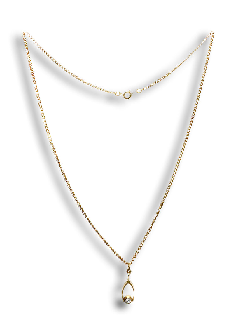 Vintage Wishbone Pendant Necklace