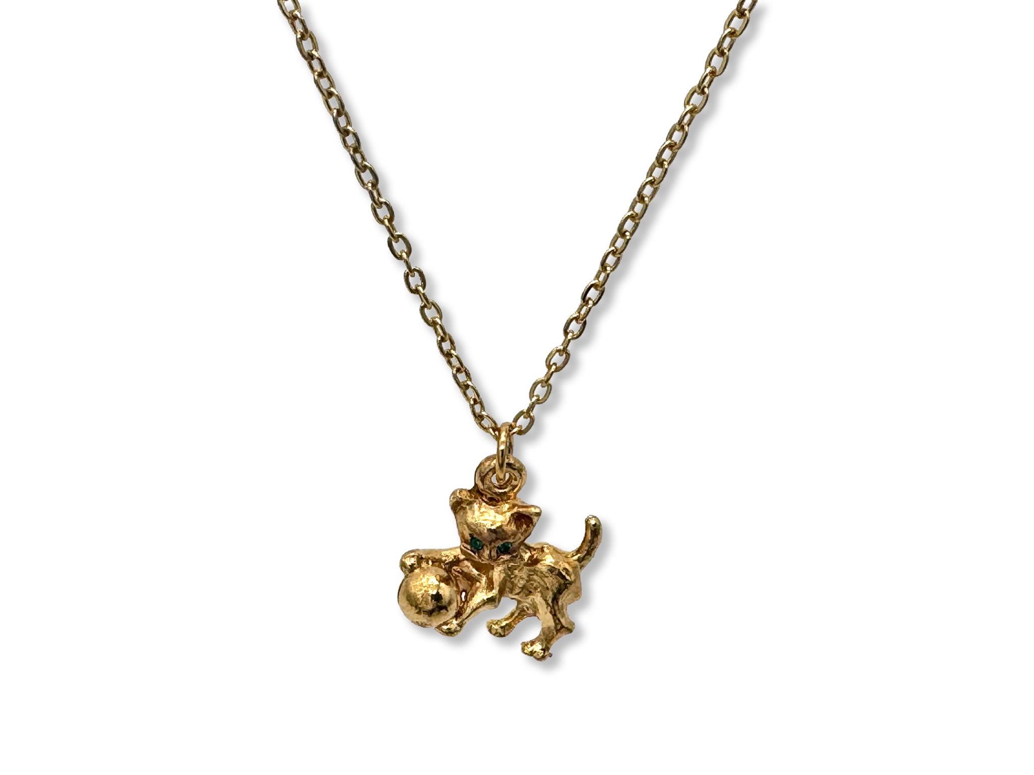 Vintage Kitten Pendant Necklace