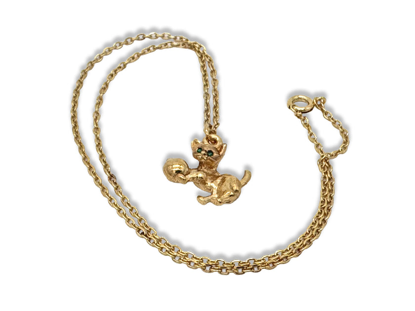 Vintage Kitten Pendant Necklace